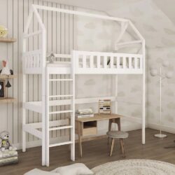 Ozark Wooden Bunk Bed Without Mattress And Ladders In White