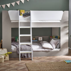 Parsec - Single - Bunk Bed with Angled Ladder - Taupe/White - Wooden - 3ft