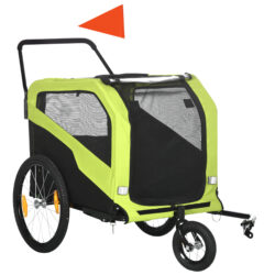 PawHut 2 in 1 Dog Bike Trailer Pet Stroller for Large Dogs w/ Hitch, Quick-release 20" Wheels, Pet Trolley Carrier for Travel, Green Aosom UK