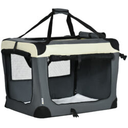 PawHut 70cm Pet Carrier, Foldable Dog Bag, Portable Cat Carrier, Pet Travel Bag with Cushion for Miniature and Small Dogs, Grey Aosom UK