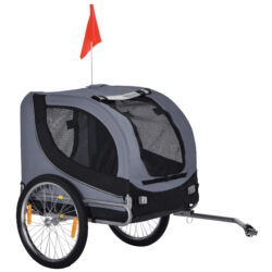 PawHut Dog Bike Trailer, Steel Pet Cart Carrier for Bicycle, Water Resistant Travel Kit, Grey and Black Aosom UK