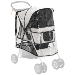 PawHut Dog Stroller Rain Cover, Protective Cover for Pet Pram Buggy with Rear Side Entry, Grey Aosom UK