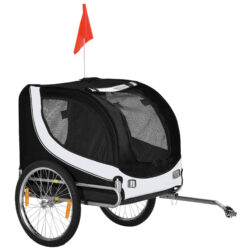 PawHut Durable Pet Bike Trailer, Steel Carrier for Dogs, Water-Resistant, Safe Travel Accessory, White and Black Aosom UK