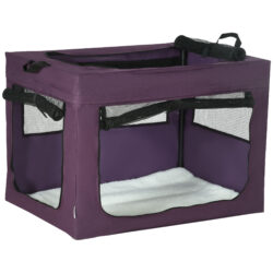PawHut Foldable Pet Carrier for Small and Medium Dogs, Portable Cat Carrier, Spacious and Comfortable, 79.5 x 57 x 57 cm, Purple Aosom UK