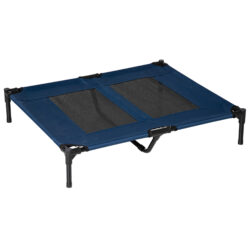 PawHut Portable Elevated Dog Bed, Ideal for Camping, Durable Frame, Raised Pet Cot, Large, Blue Aosom UK