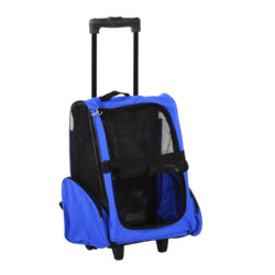 PawHut Portable Pet Carrier Backpack with Trolley, Telescopic Handle, Stroller Wheels for Cats & Dogs, 42 x 25 x 55 cm, Blue Aosom UK