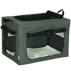 PawHut Portable Pet Carrier: Foldable Travel Bag for Cats & Small Dogs, Breathable Mesh, Ash Grey Aosom UK