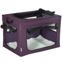 PawHut Portable Pet Carrier, Foldable Travel Bag for Small Dogs and Cats, Lightweight and Breathable, Purple Aosom UK