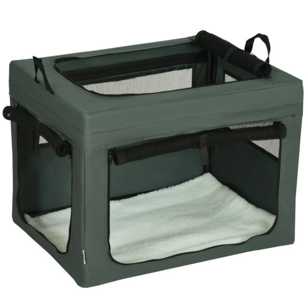 PawHut Portable Pet Carrier, Spacious Travel Bag for Small Dogs and Cats, Foldable, Breathable Mesh, 69x51x51cm, Grey Aosom UK