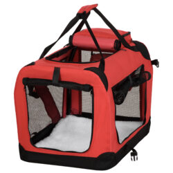 Pawhut Cat Carrier Backpack Dog Backpack Carrier Foldable Pet Carrier with Breathable Mesh Window & Top Bags for Carrying Treats, Red Aosom UK