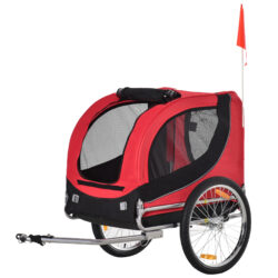 Pawhut Dog Bike Trailer Folding Bicycle Pet Trailer Dog Bike Jogger Travel Carrier W/Removable Cover-Red Aosom UK
