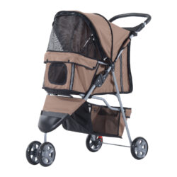 Pawhut Dog Pram Pet Travel Stroller Dog Pushchair W/Three Wheels-Coffee Aosom UK