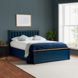 Phoenix - Single - Navy Blue Wooden Ottoman Storage Bed Frame - Slatted Headboard - 3ft - Happy Beds