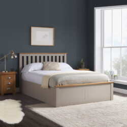 Phoenix - Single - Pearl Grey Wooden Ottoman Storage Bed Frame - Slatted Headboard - 3ft - Happy Beds