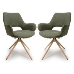 Playa Swivel Sage Fabric Dining Chairs In Pair