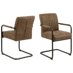 Preston Light Brown Fabric Dining Chairs In Pair