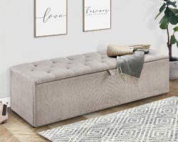 Ravello - Fabric Blanket Box - Mink - Chenille - Happy Beds