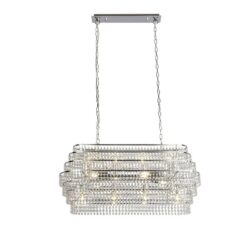 Rene Wall hung 12 Pendant Light In Chrome With Hanging Crystal