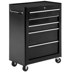 Rolling Tool Storage Cabinet 5-Drawer Tool Chest Black Steel by HOMCOM Aosom UK
