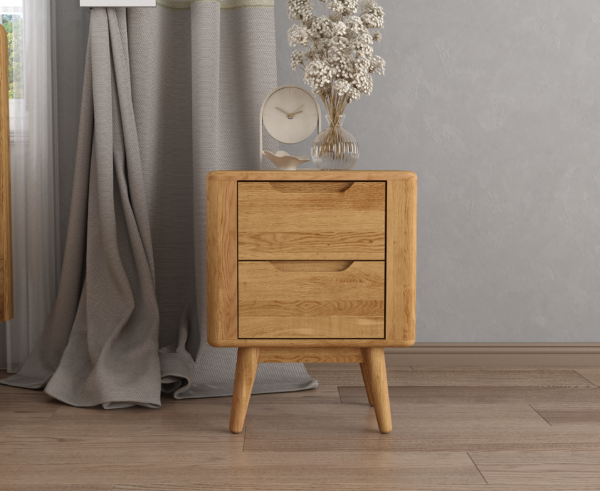 Rosa Solid Oak 2 Drawer Bedside Chest