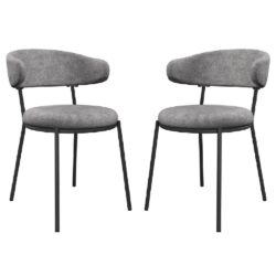 Safford Grey Fabric Dining Chairs With Grey Legs In Pair