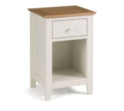 Salerno - 1 Drawer Bedside Table - Ivory/Oak - Wooden - Happy Beds