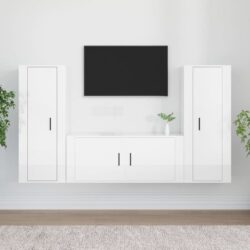 Salvo High Gloss Entertainment Unit Wall Hung In White