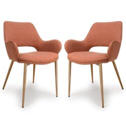 Sanremo Brick Fabric Dining Chairs In Pair
