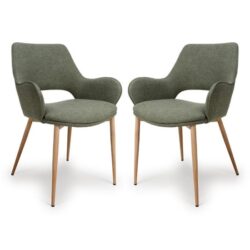 Sanremo Sage Fabric Dining Chairs In Pair