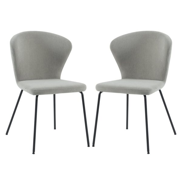 Sarnia Stone Corduroy Fabric Dining Chairs In Pair