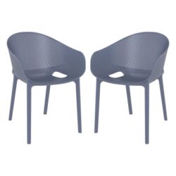 Shipley Outdoor Dark Grey Stacking Armchairs In Pair