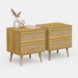 Sienna Rattan Bedside Table Drawers Set of 2