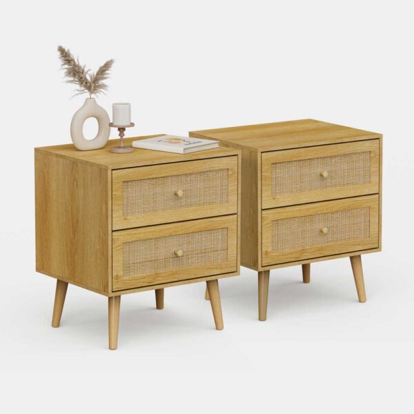 Sienna Rattan Bedside Table Drawers Set of 2