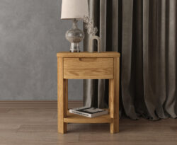 Somerton Curved Solid Oak 1 Drawer Bedside Chest