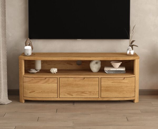 Somerton Curved Solid Oak Large TV Unit