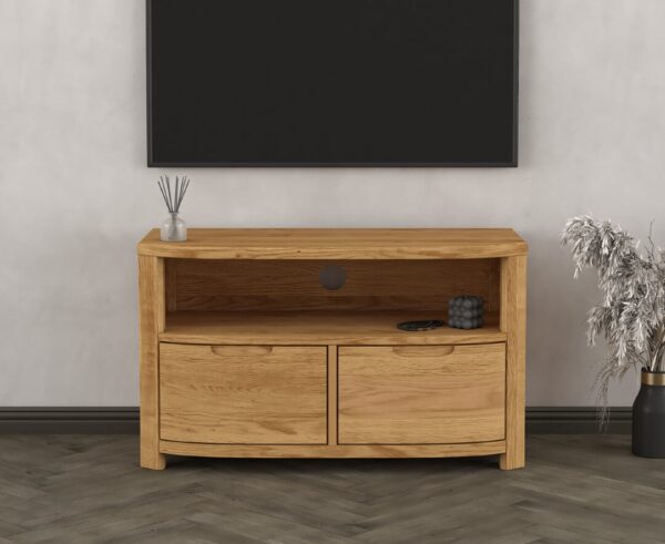 Somerton Curved Solid Oak Small TV Unit