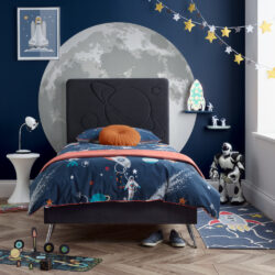 Space - Kids' Bed - Grey - Velvet - 3ft - Happy Beds