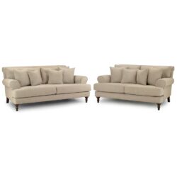Sumter Fabric 3+2 Seater Sofa Set In Beige