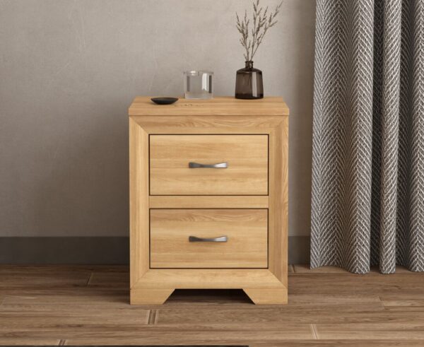 Tilt Solid Oak 2 Drawer Bedside Chest