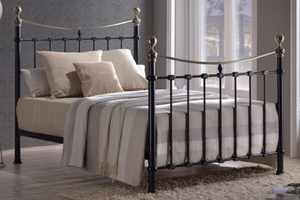 Time Living Elizabeth Black & Brass Bed Frame, Double