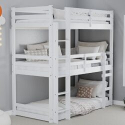 Tressa - Single - Triple Bunk Bed - White - Wooden - 3ft - Happy Beds