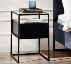 Universal - 1 Drawer Bedside Table - Black - Wooden/Metal