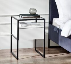 Universal - 1 Drawer Bedside Table - White/Black - Wooden/Metal
