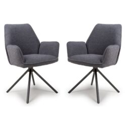 Utica Grey Boucle Carver Snuggly Fabric Dining Chairs In Pair