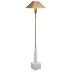 Uttermost Black Label Telescope Floor Lamp - White Marble/Brass