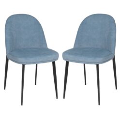 Vacaville Blue Velvet Fabric Dining Chairs In Pair