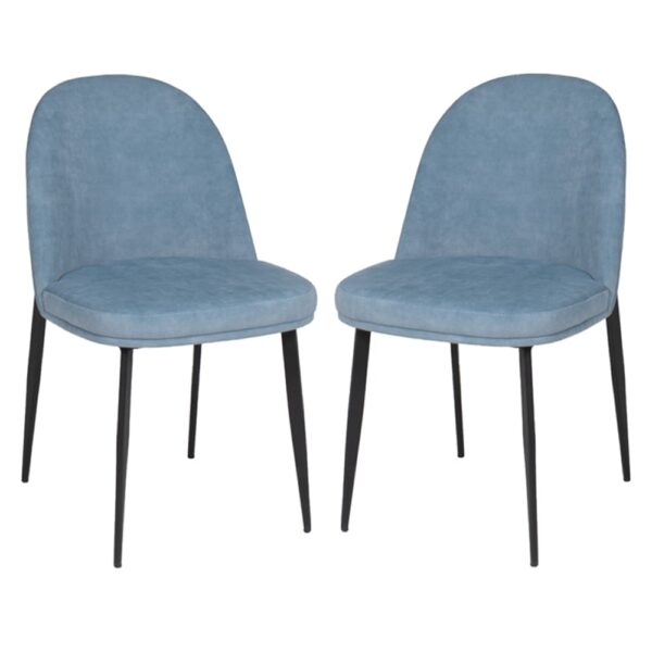 Vacaville Blue Velvet Fabric Dining Chairs In Pair