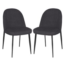 Vacaville Dark Grey Velvet Fabric Dining Chairs In Pair