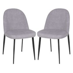 Vacaville Light Grey Velvet Fabric Dining Chairs In Pair
