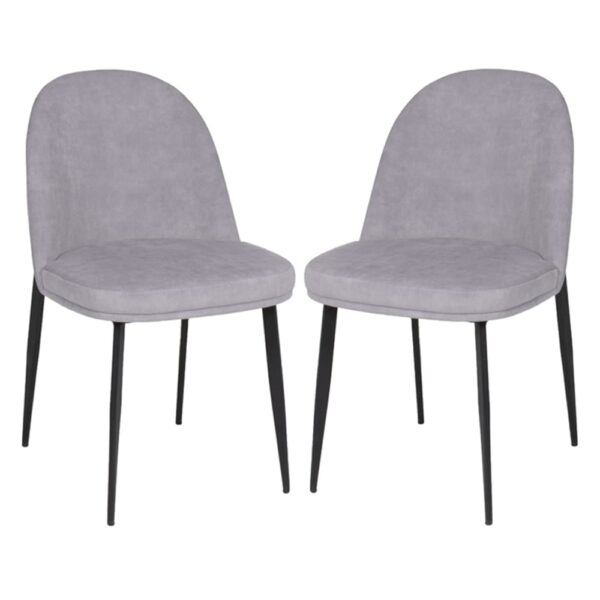 Vacaville Light Grey Velvet Fabric Dining Chairs In Pair